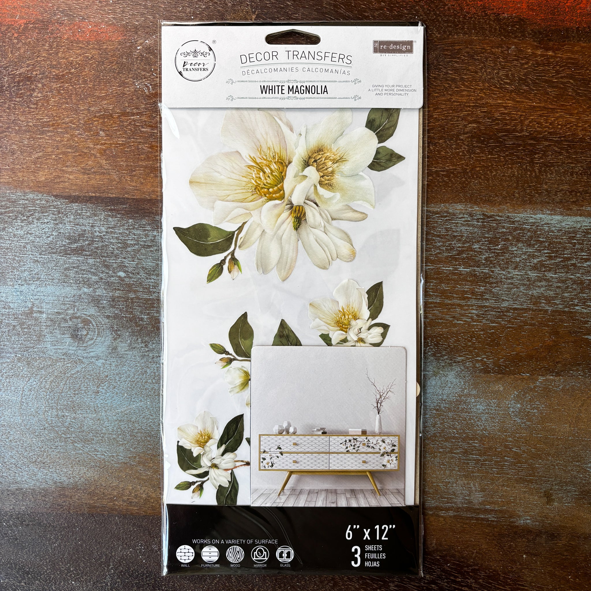 ReDesign with Prima - White Magnolia Furniture Transfers (3 Sheets, 6x12 Each) - Image 3